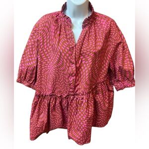 Scoop NYC Pink and Orange Blouse